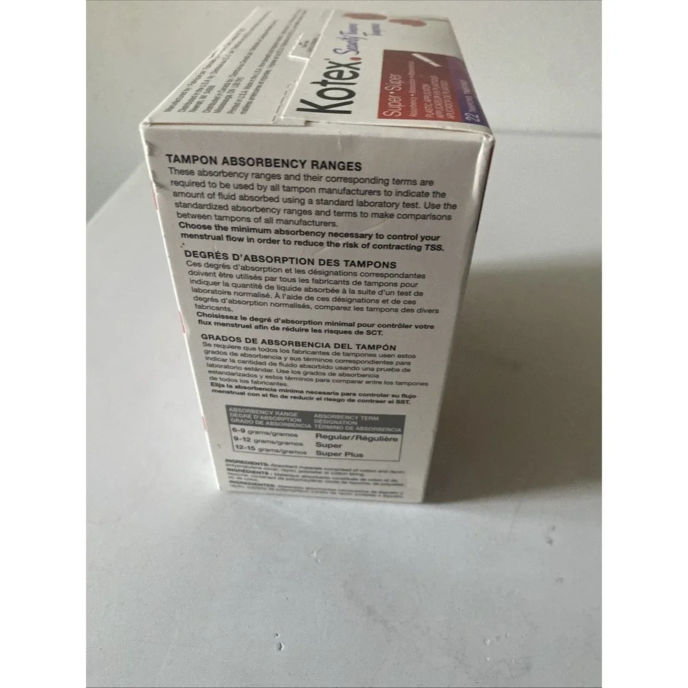 Kotex Security Tampons Super (2004)Cotton 22 Count Prop Discontinued Unscented